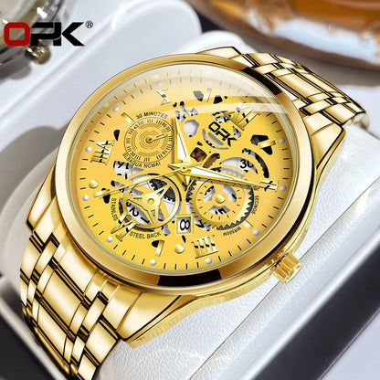 OPK 8135 Mens Watch New Fashion Brand Luxury Quartz Watch Stainless steel Watches For MenWaterproof Chronograph Automatic Watch