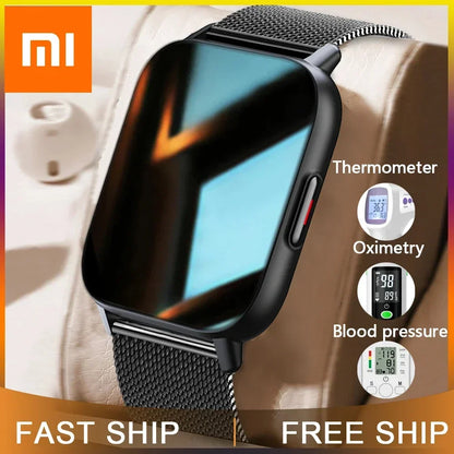 Xiaomi novo 1.69 Polegada relógio inteligente masculino temperatura corporal toque completo smartwatch feminino monitor de oxigênio preciso relógio 2023 pk p8