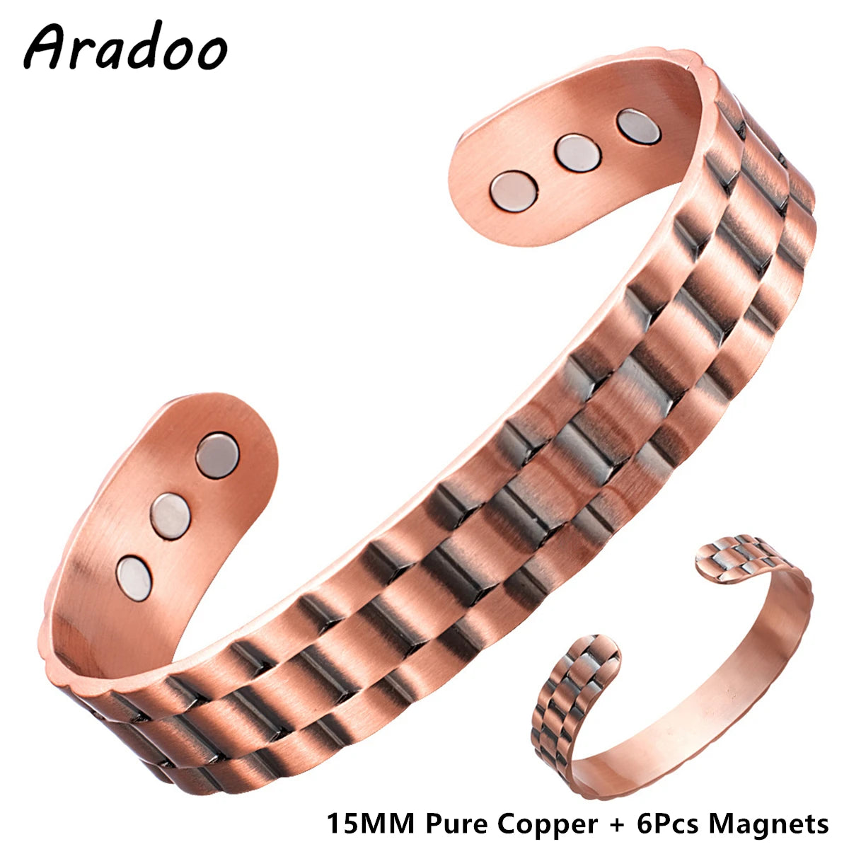 ARADOO Copper Magnetic Bracelets for Men Women with Neodymium Magnets Tree of Life Pure Copper Cuff Bangle Jewelry Gift