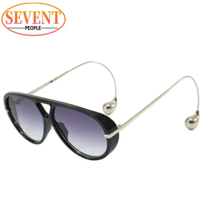 Oversized Oval Punk Pilot Sunglasses Women Big 2025 Luxury Brand Vintage Metal Frame Sun Glasses for Ladies UV400 Shield Eyewear