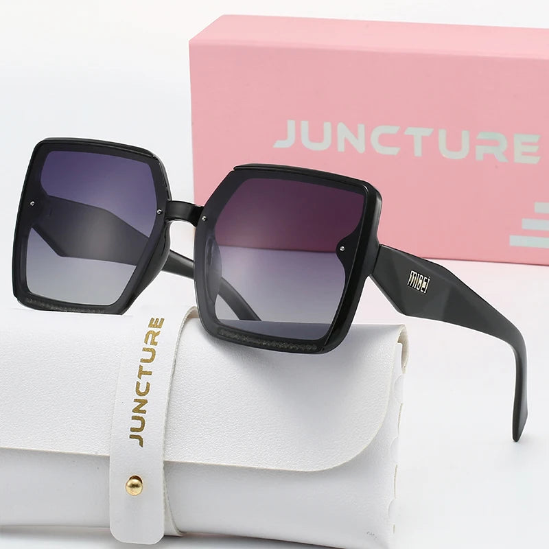 Juncture polarizado feminino óculos de sol moda quadrado óculos de sol gradiente senhora óculos festa presentes do feriado óculos de sol para mulher