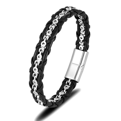 MKENDN Men's Punk Rock Leather Bracelet