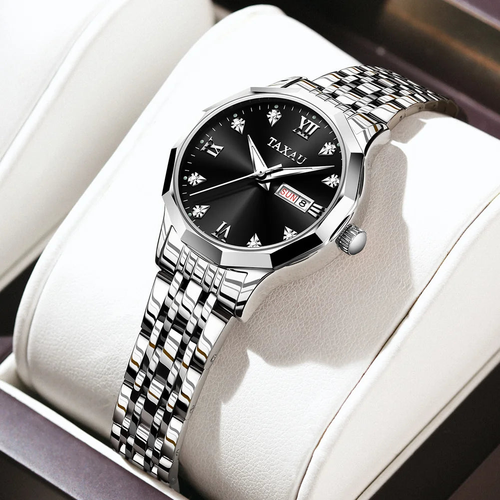 OLEVS Fashion Golden Watch for Women Stainless Steel Waterproof Women's Watches Elegant Original Luxury Ladies Quartz Wristwatch