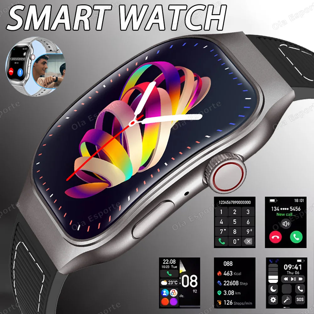 Nova chamada bluetooth relógio inteligente masculino 2.01 "hd tela curvada esportes relógios ecg + ppg monitor de saúde smartwatch para android ios 2025
