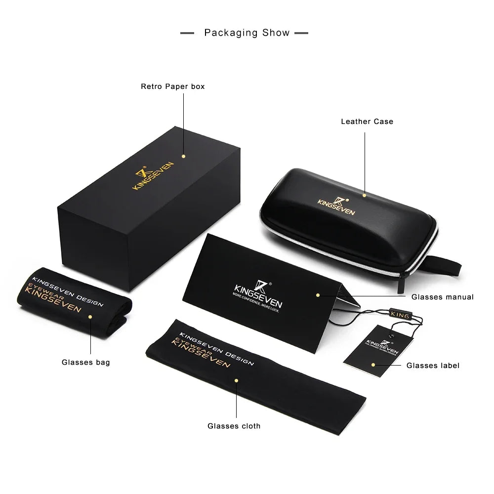 Kingseven óculos de sol masculino polarizado uv400 retro luxo moda feminina óculos masculino armação redonda causal anti-reflexo