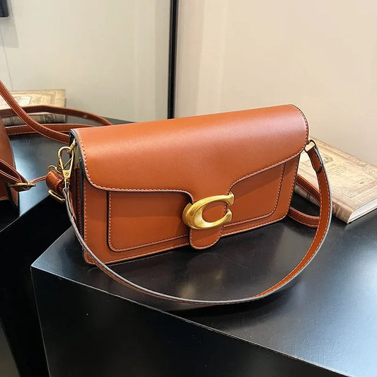 2025 New Women's High-End Pure Color Simple Square Bag Multi-Layer Commuting Single Shoulder Bag Neutral Minimalist Style