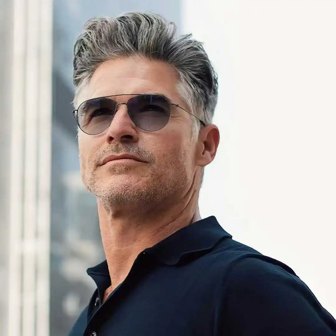 Ultra-leve titânio dinamarca marca grande para 8806 design masculino óculos de sol proteção uv parafuso sol piloto oval óculos