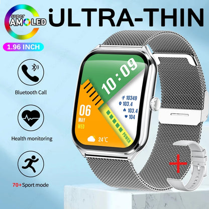 Ultra-Slim AMOLED Smartwatch 1.96" with Bluetooth Calls