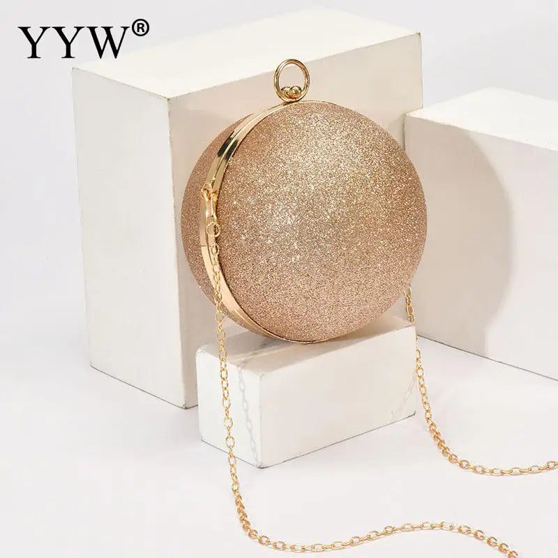 Saco de embreagem noite de casamento para mulheres, bolsas redondas, bolsas crossbody, bolsas de ombro, ouro rosa, bolsa festa