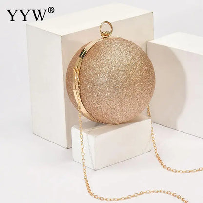 Saco de embreagem noite de casamento para mulheres, bolsas redondas, bolsas crossbody, bolsas de ombro, ouro rosa, bolsa festa