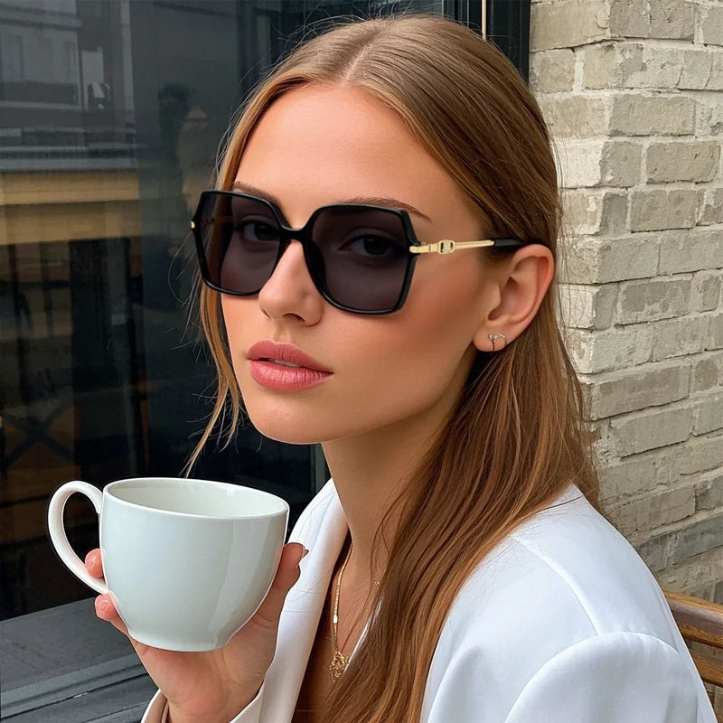 Juncture polarizado feminino óculos de sol moda quadrado óculos de sol gradiente senhora óculos festa presentes do feriado óculos de sol para mulher