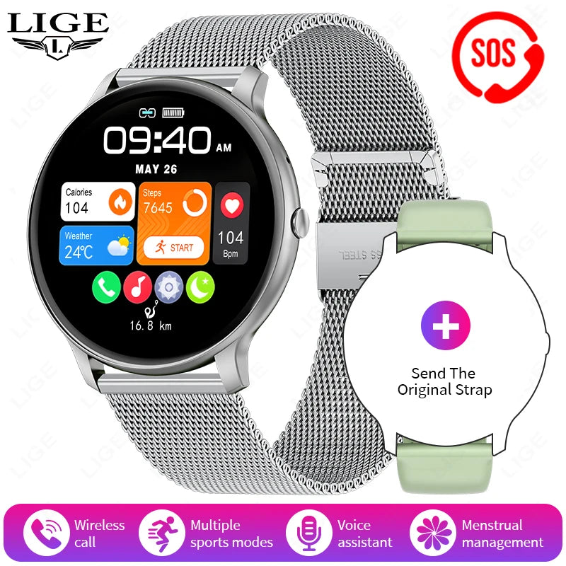 LIGE Smart Watch Women Men Bluetooth Call Sports Fitness Watches Heart Rate Health Monitor Smartwatch Ladies For Android iOS New