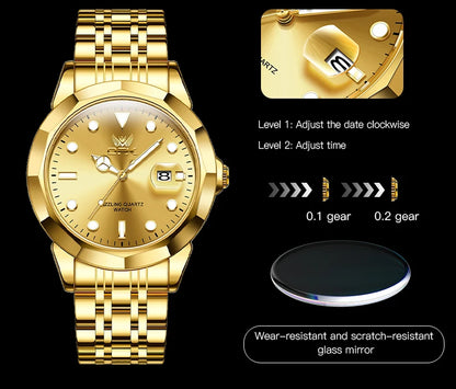 OPK Marca Relógios Masculinos De Ouro Sólido Pulseira De Aço Inoxidável À Prova D 'Água Moda Casual Relógio 8170