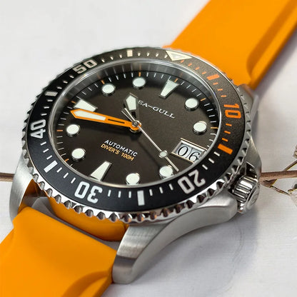 Seagull oceano série relógio masculino 100m à prova dwaterproof água marcadores de cor arco-íris design 44mm relógios mecânicos automáticos marca superior 6205