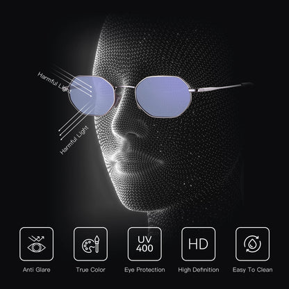 Zenottic 2025 pequeno polígono polarizado óculos de sol feminino metal uv400 óculos de sol masculino anti-reflexo uv400 óculos de condução