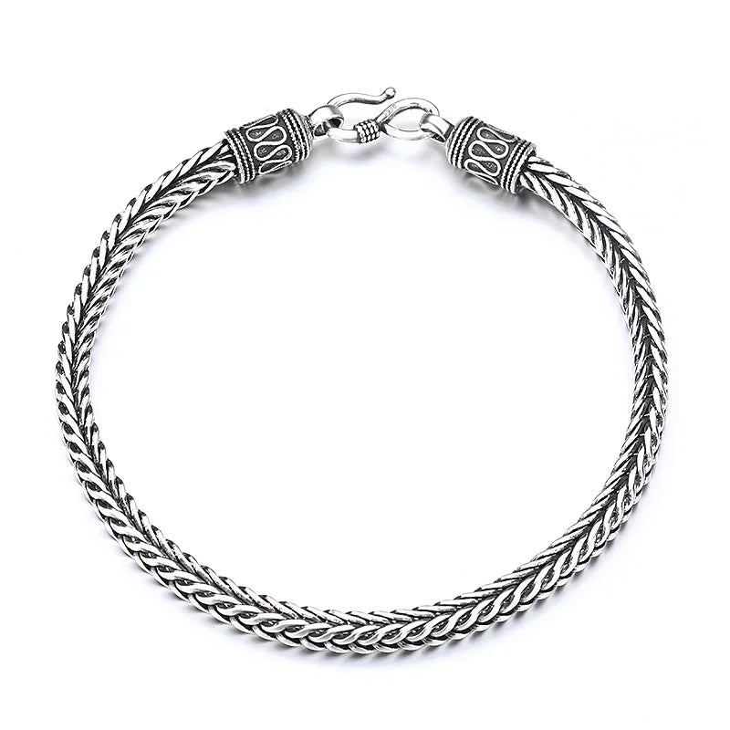 925 Sterling Silver Bracelet vintage Rope Side Chain High Quality For Women Men Fashion Jewelry Wedding Engagement Party Gifts