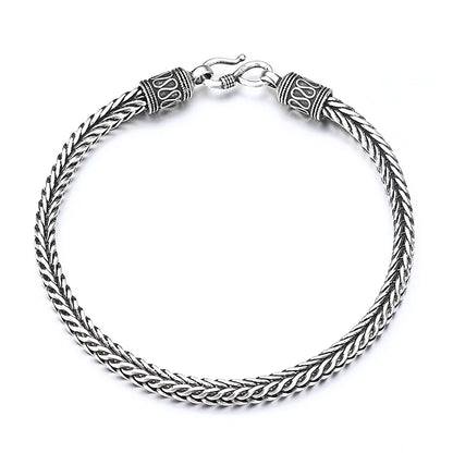 925 Sterling Silver Bracelet vintage Rope Side Chain High Quality For Women Men Fashion Jewelry Wedding Engagement Party Gifts