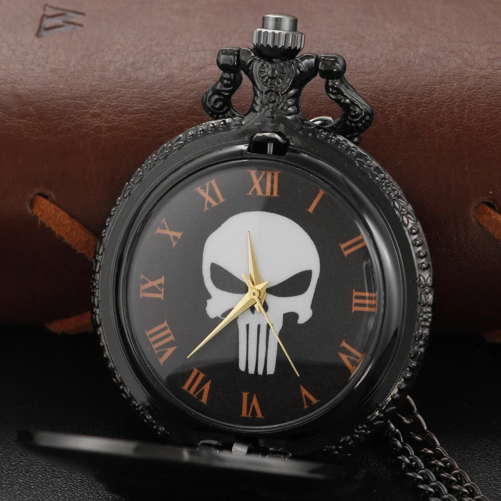 Relógio de bolso de quartzo punk a vapor preto super rebelde forças especiais herói fob corrente relógio pingente colar presente das crianças dos homens