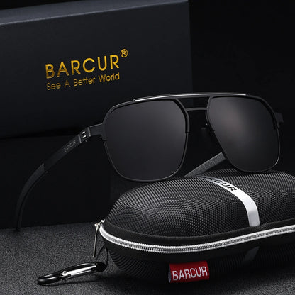 BARCUR Original Brand Designer Sunglasses for Men Polarized Fashion Square Sun Glasses Shades UV400 Eyewear Oculos Gafas De Sol