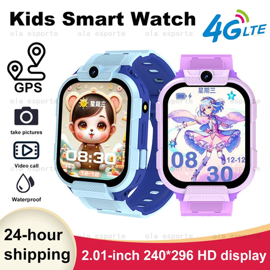 Crianças relógio inteligente posicionamento gps 4g cartão sim chamada de vídeo smartwatch das crianças câmera hd 600mah bateria presentes do estudante meninos meninas