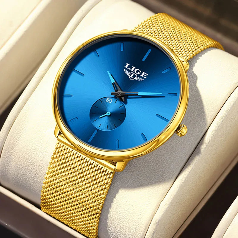LIGE Ultra Slim Mesh Quartz Watch for Women - Elegant & Waterproof