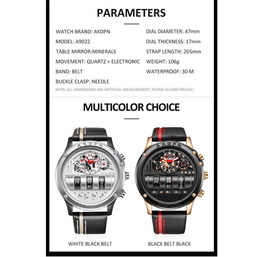 Relógio mecânico de luxo para homens negócios relógios casuais masculino criativo relógio de pulso único girar data pulseira de couro relógios