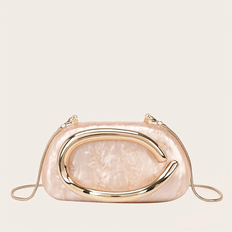 Elegant Acrylic Clutch with Metal Handle