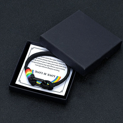 Mkendn unissex preto aço inoxidável em forma de u na moda arco-íris casal pulseira simplicidade temperamento multicolorido pulseira presentes