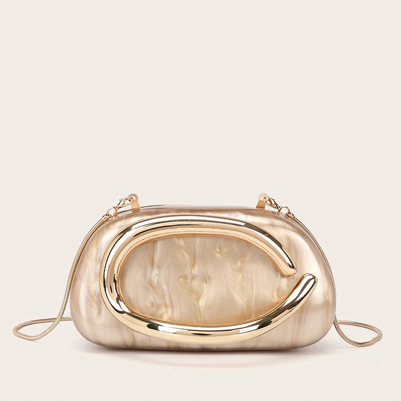 Elegant Acrylic Clutch with Metal Handle