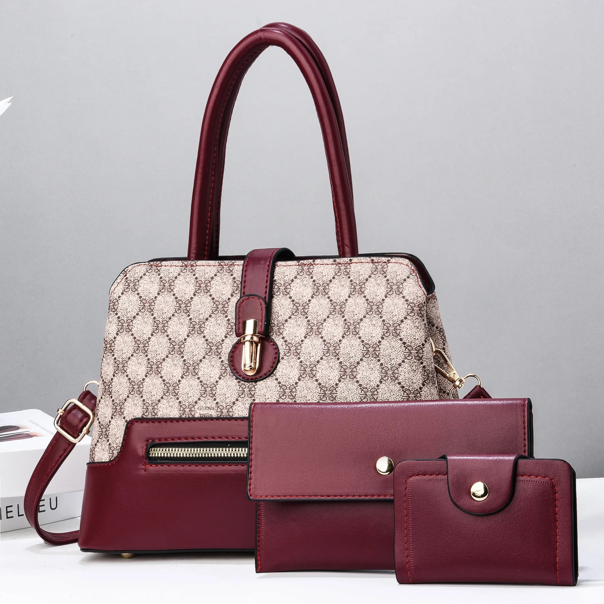 3 pçs/set moda tendência feminina bolsa tote bolsa de embreagem feminina com chique pequena carteira feminina viajando compras totes sacos conjunto