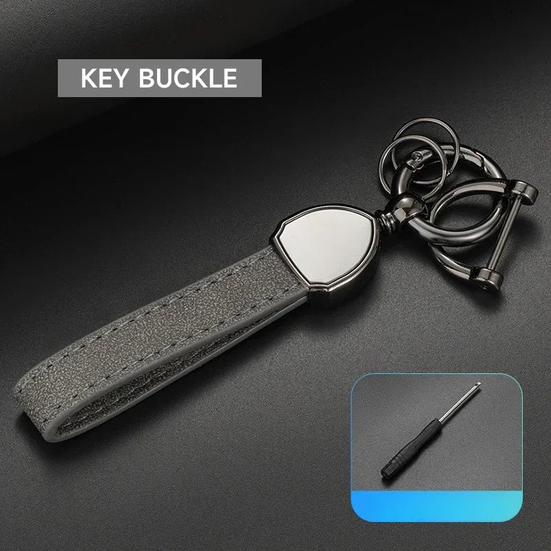 Suede Leather Keychain with Custom Metal Logo