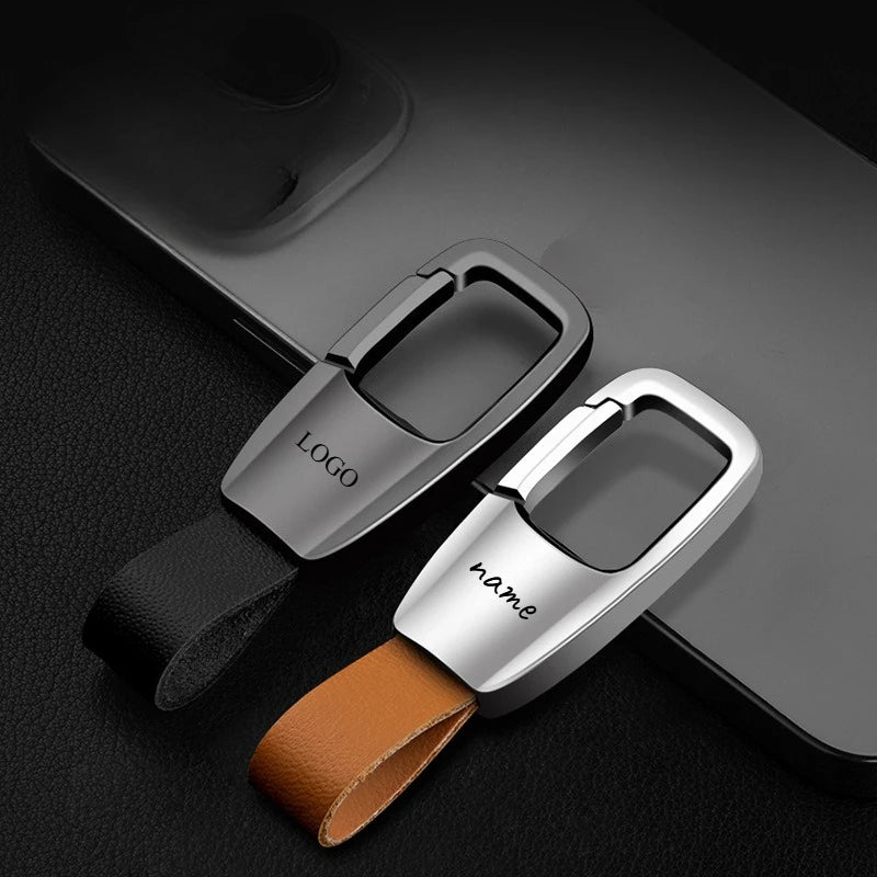 Chaveiro de couro genuíno com logotipo personalizado, chaveiro em branco com gravação a laser para carro, couro de vaca de alta qualidade, chaveiro personalizado