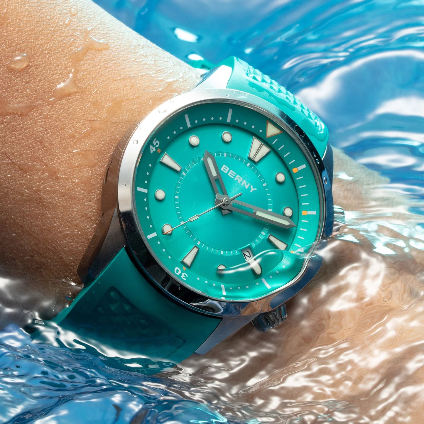 BERNY 20ATM Relógio de mergulho automático para homens AR revestido safira pulseira de silicone relógio de pulso esportivo de alta qualidade relógio de pulso mergulhador masculino