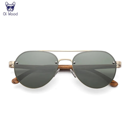 Oi Wood Men Polarized Sunglasses Driving Sun Glasses Women Brand Designer Male Vintage Pilot Sunglasses Outdoor UV400 GR