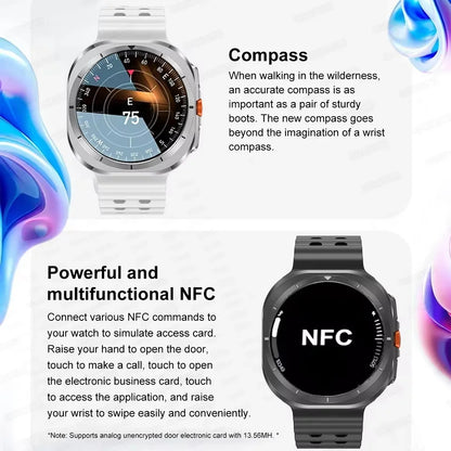 Para samsung moda novo relógio 7 ultra inteligente relógio 32g de memória vídeo 3d dinâmico tws modo fone de ouvido navegadores gps nfc hd chamada relógio