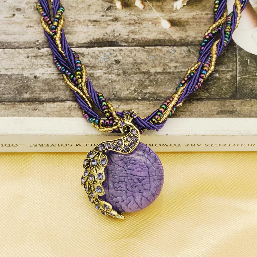 Bohemian Multilayer Crystal Pendant Necklace