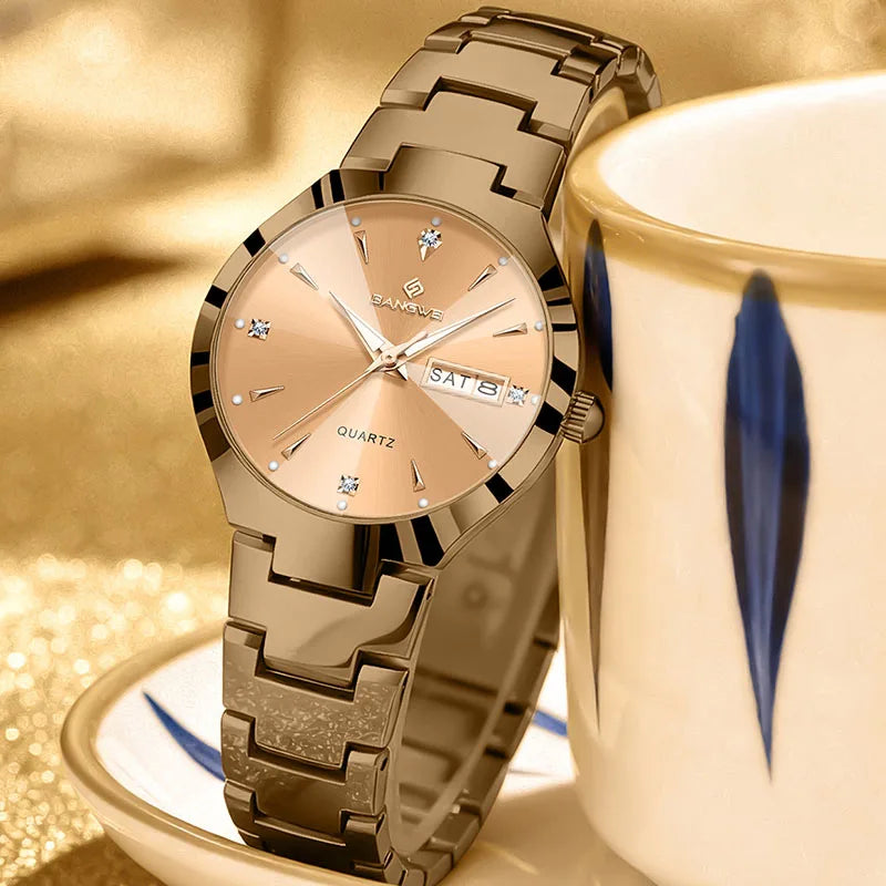 Bangwei moda elegante relógios para mulheres marca superior de luxo à prova dwaterproof água senhoras relógio quartzo simples criativo diamante relógio feminino