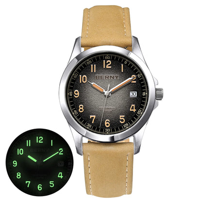 BERNY Men's Sapphire Automatic Watch - Luminous & Waterproof