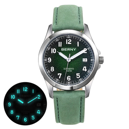 BERNY Men's Sapphire Automatic Watch - Luminous & Waterproof