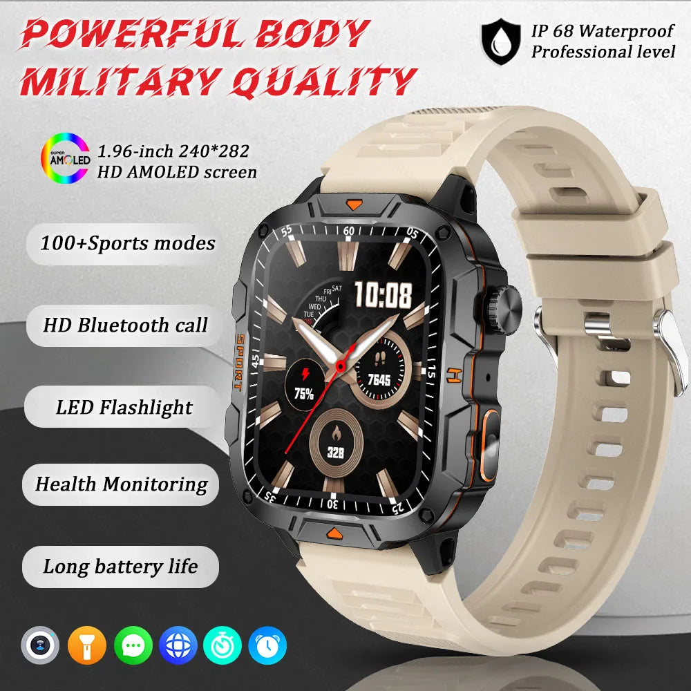 Military Grade Smartwatch 2025 - 1.96" AMOLED Waterproof