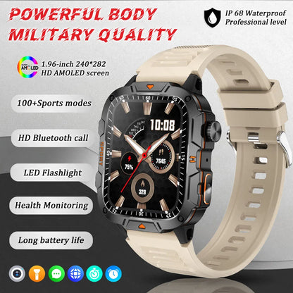 Military Grade Smartwatch 2025 - 1.96" AMOLED Waterproof