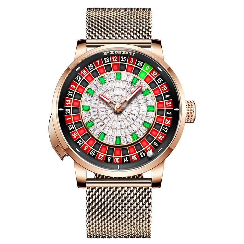 Luxury Men's Mechanical Roulette Watch - Sapphire Crystal