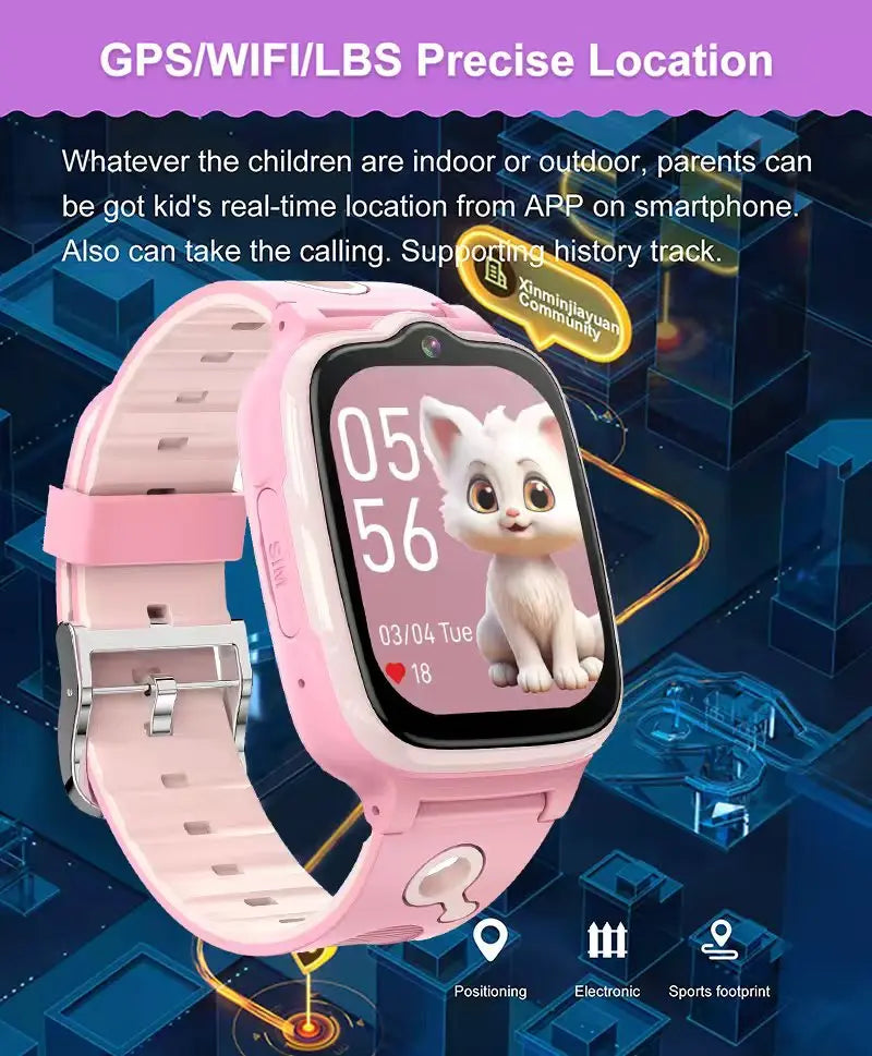 Para android crianças relógio inteligente sos gps localização chamada de vídeo cartão sim para crianças câmera smartwatch relógio à prova dwaterproof água para meninos meninas
