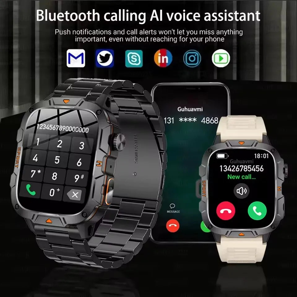 2025 novo para xiaomi grau militar relógio inteligente masculino 1.96 "tela amoled 5atm à prova dwaterproof água esportes rastreador de fitness bt chamada smartwatch