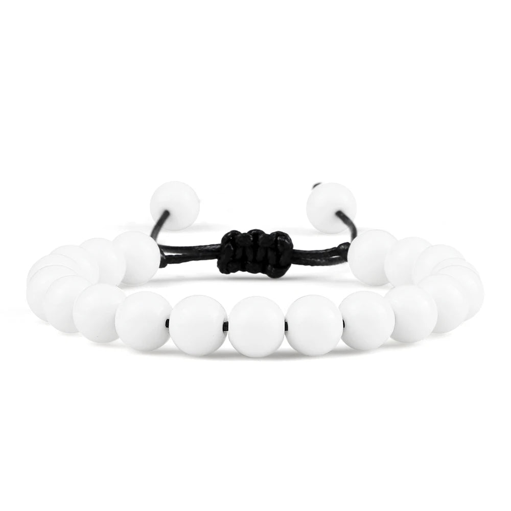 8mm Tiger Eye Stone Beads Bracelet Adjustable Braided Rope Bangles Natural Lava Rock Men Women Yoga Healing Balance Bracelets