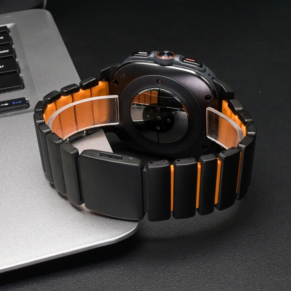 Pulseira de titânio de luxo para samsung galaxy watch ultra 2025 ultra2 pulseira de borracha para galaxy watch ultra 47mm 2024 pulseira