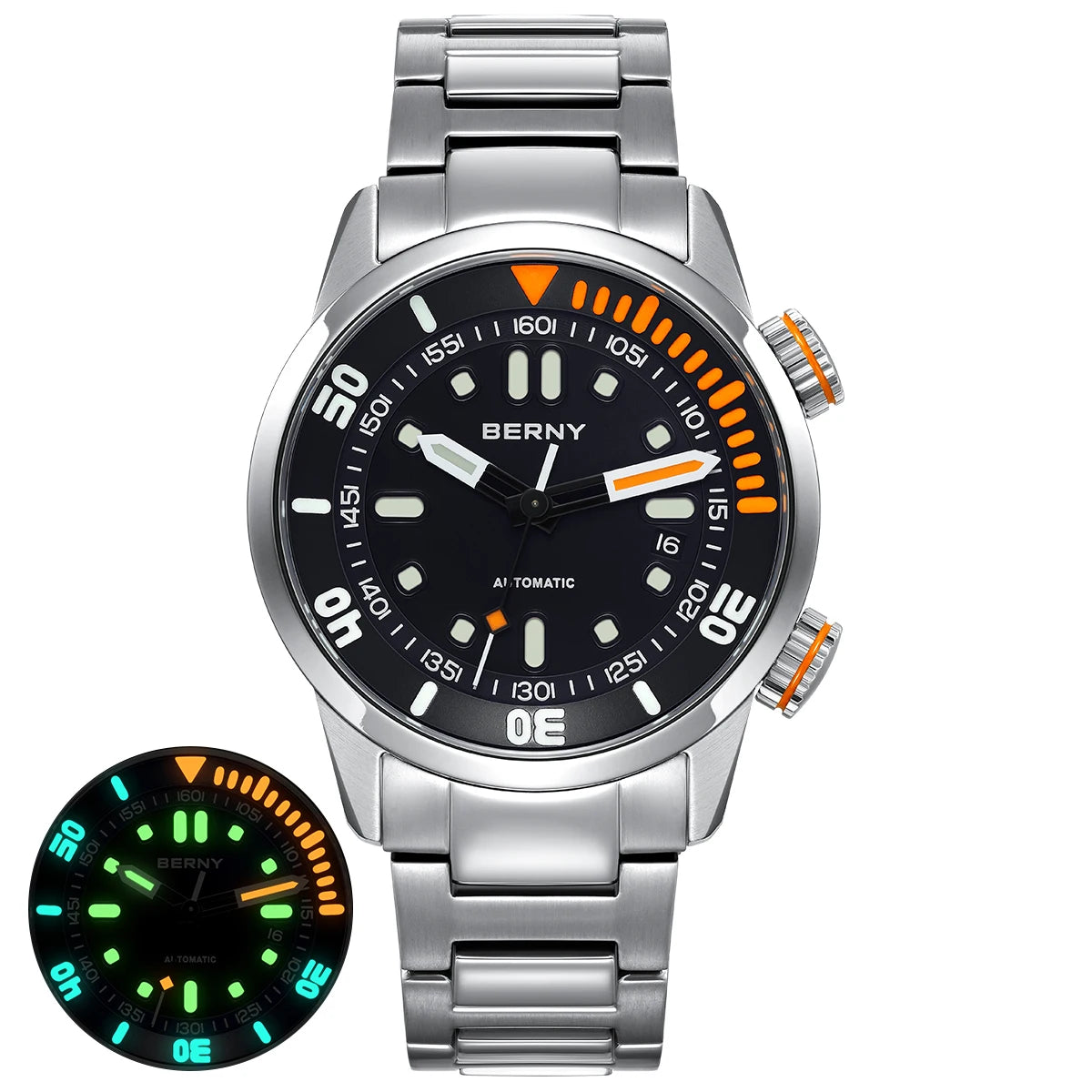 BERNY 20Bar Diver Men's Automatic Watch with Sapphire