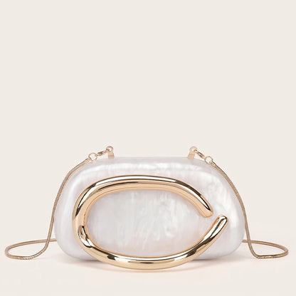Elegant Acrylic Clutch with Metal Handle