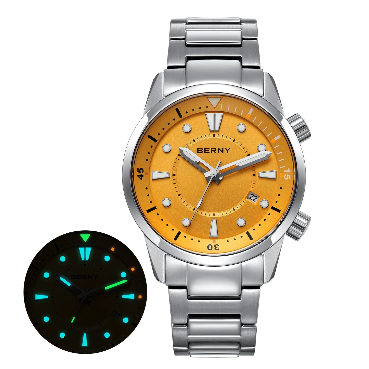 BERNY 20ATM Automatic Diver's Watch with Sapphire Crystal