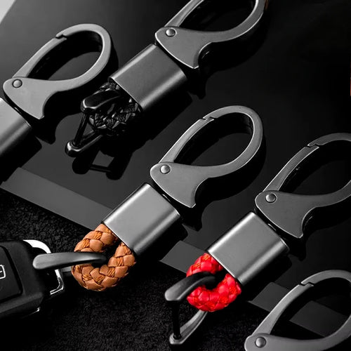 Chaveiro com logotipo personalizado de couro, corda de tecelagem de super fibra, gravação a laser, nome do carro, chaveiro personalizado com número da empresa